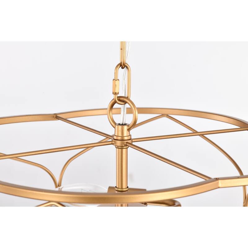 15" Whispire Matte Gold 15-inch Ceiling Pendant Light with Caged Drum