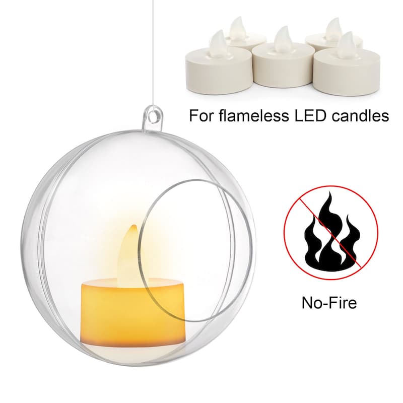 8 Pcs Hanging Tealight Holders Globes Acrylic Refillable Balls for Home - 3"