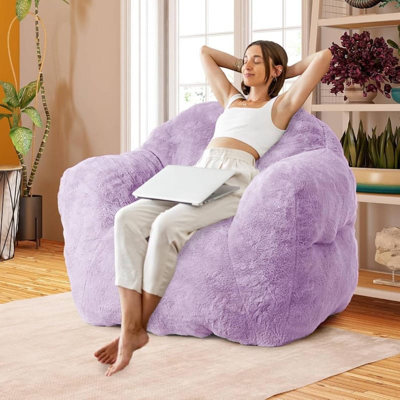 Extra Large Pre-Filled Purple Bean Bag Chair Sofa for Living Room Bedroom - 51*41*33inch
