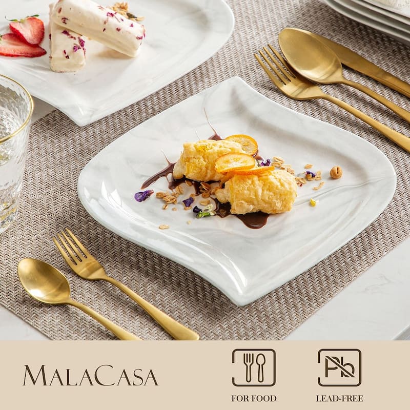 MALACASA Elvira Porcelain 6-Piece Dessert Plate Set