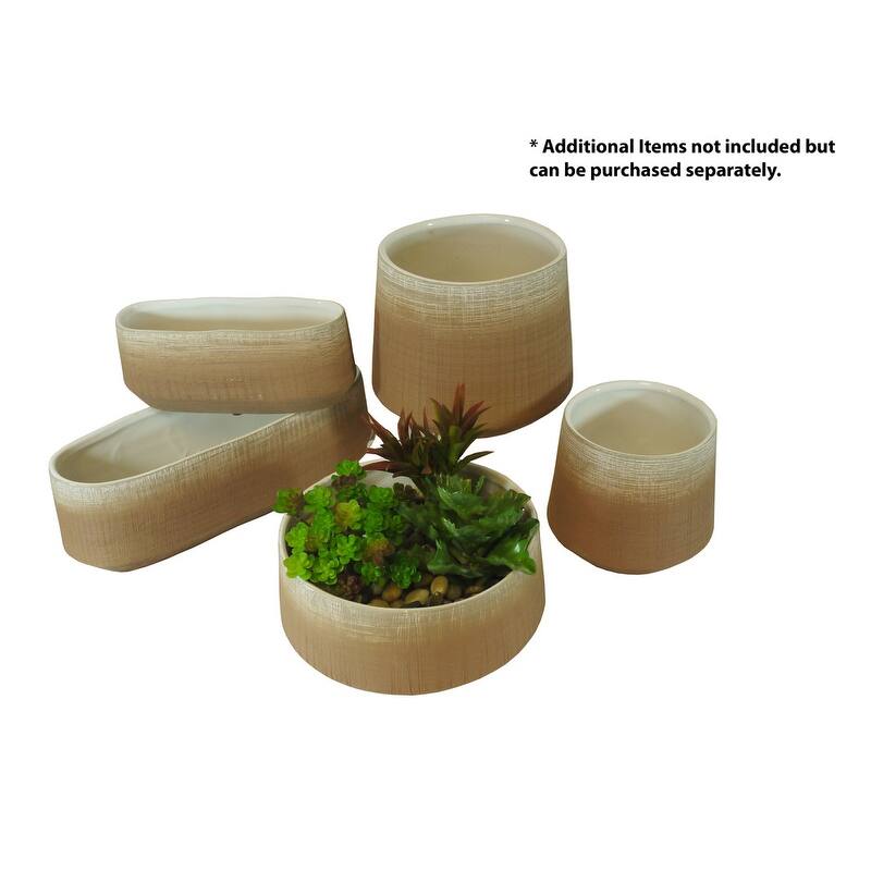 ABN5E150-LT BRN Coffee two toned ombre ceramic tray, Planters