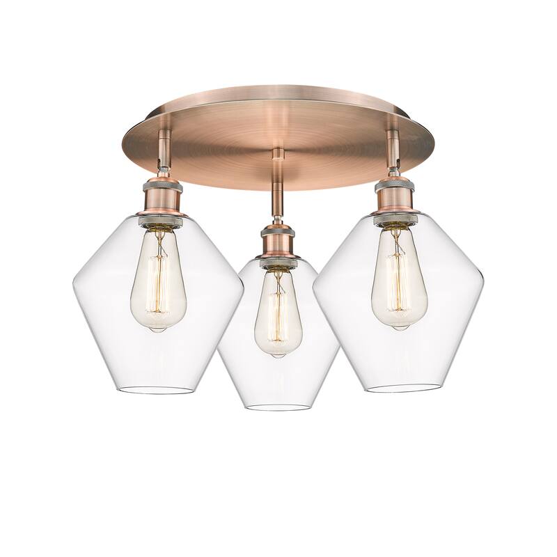 Innovations Lighting Cindyrella - 3 Light 20" Flush Mount - Clear/Antique Copper