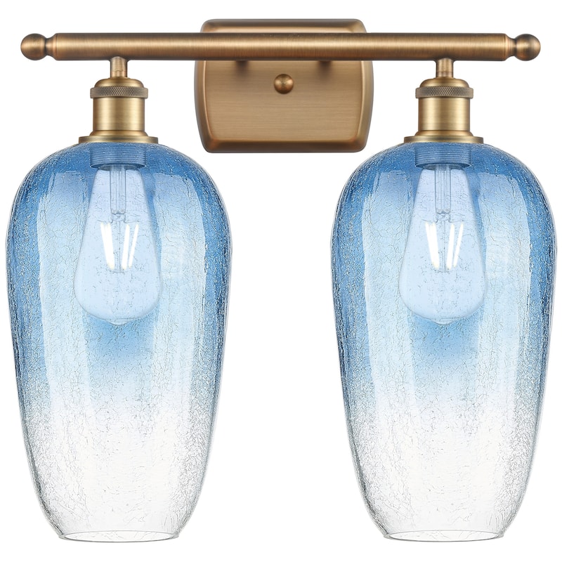 Innovations Lighting 516-2W-16-17 Brookhaven Flute Vanity Brookhaven - Brushed Brass / Sapphire Blue