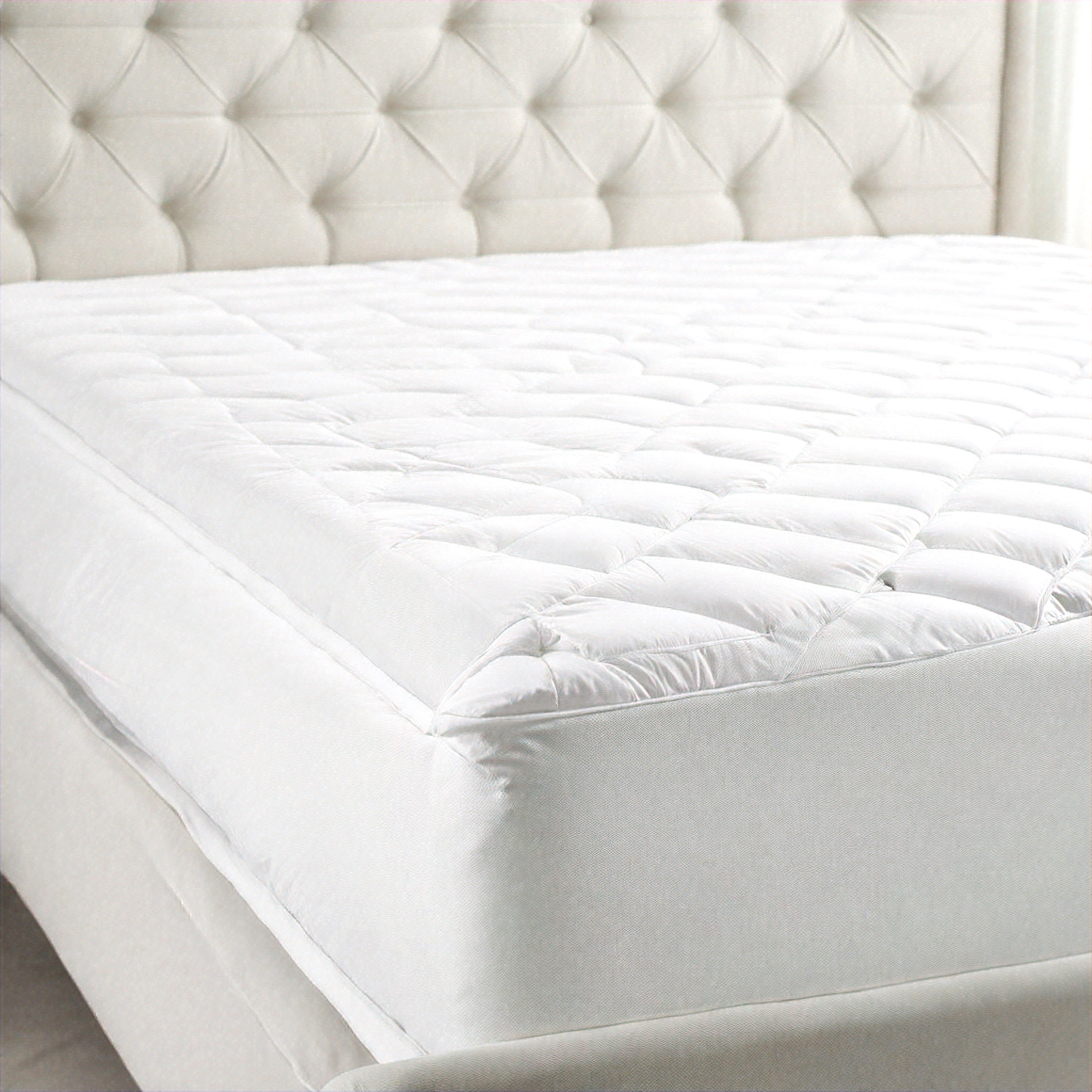 Pointehaven 240 Thread Count Cotton Queen 20" Deep White Mattress Pad