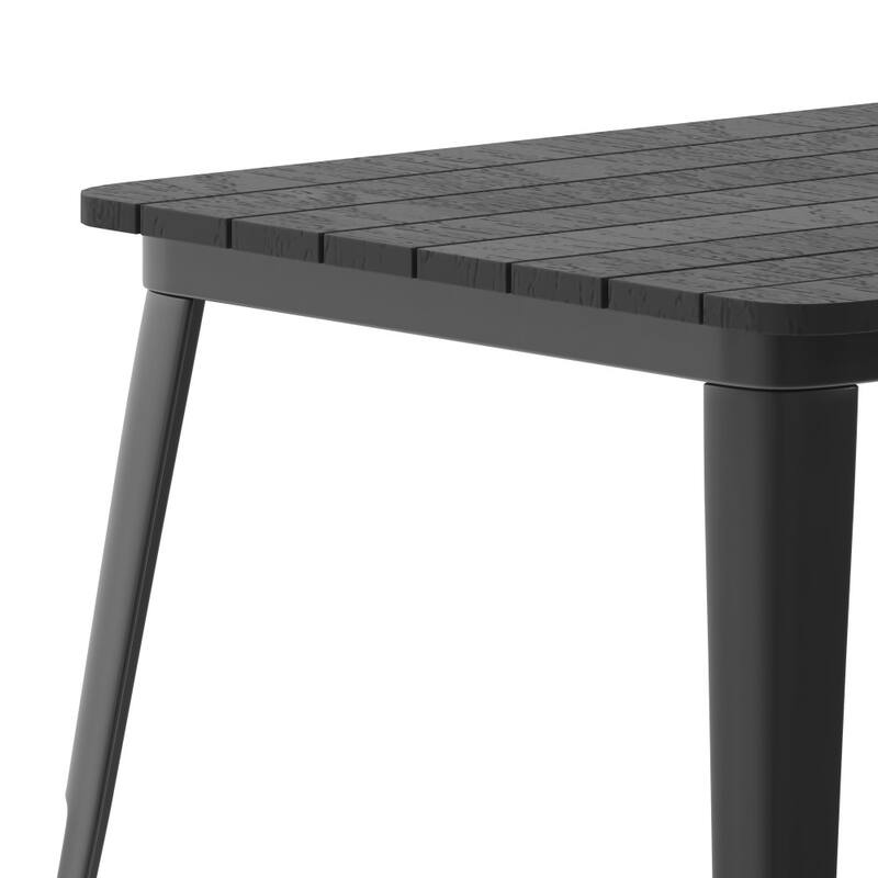 30x60 Commercial Poly Resin Restaurant Table with Umbrella Hole - 30"W x 60"D x 30"H