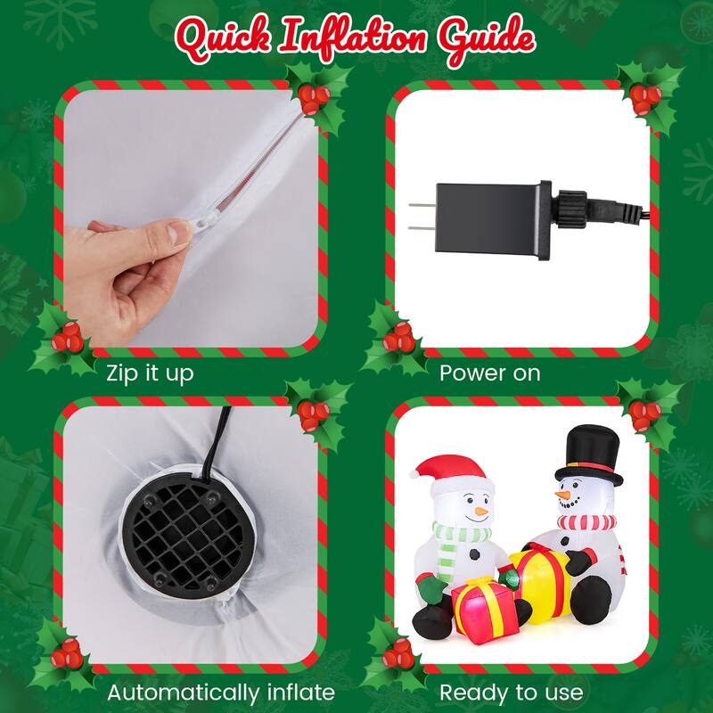 Gymax 5FT Long Christmas Inflatables LED Lighted Xmas Double - See Details