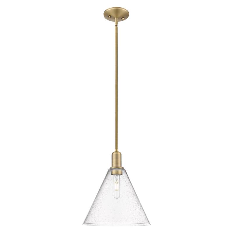 Innovations Lighting Endless Possibilities Arcadia - Berkshire Glass - 1 Light 12" Stem Hung Mini Pendant - Brushed Brass/Seedy