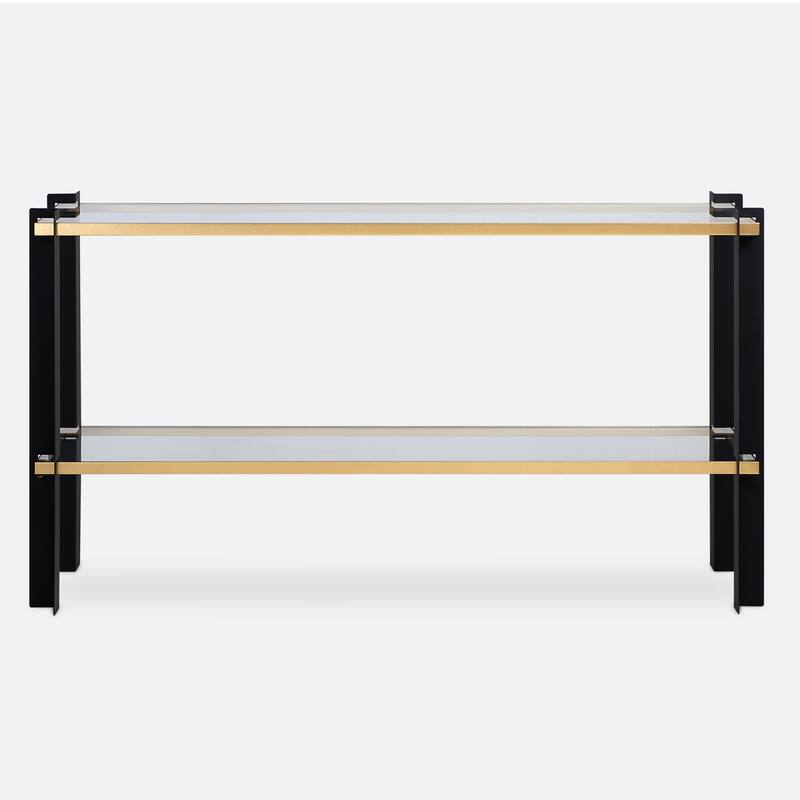 Contemporary Console Table with Tempered Glass Top - 60"