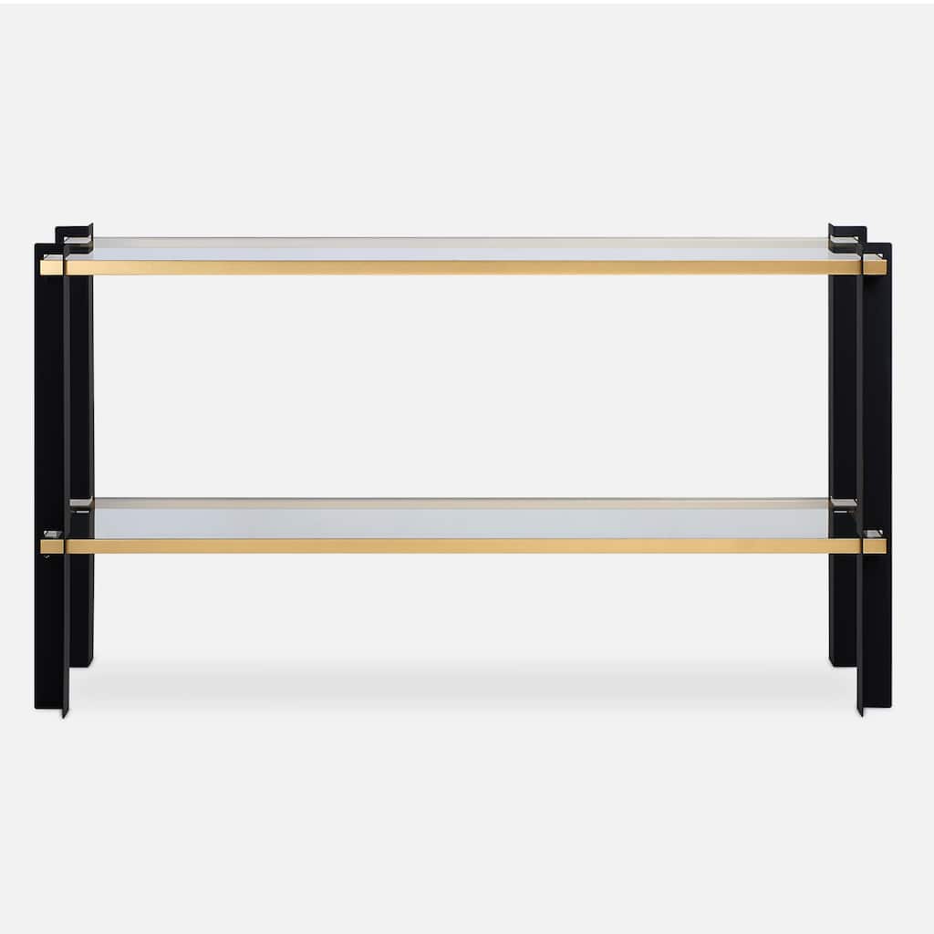 Contemporary Console Table with Tempered Glass Top - 60"