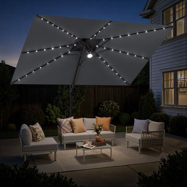 9 x 12 FT Outdoor Square Double Top Solar Powered LED Patio Cantilever  Umbrella - Bed Bath & Beyond - 43497358