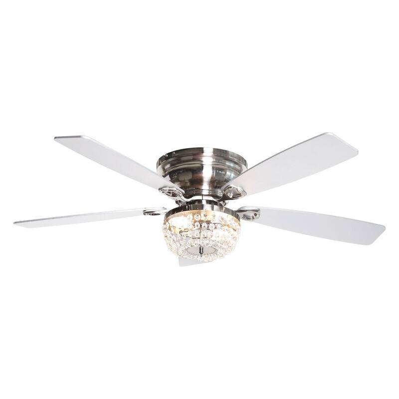 48-inch Flush Mount Crystal Ceiling Fan with Light and Remote Control