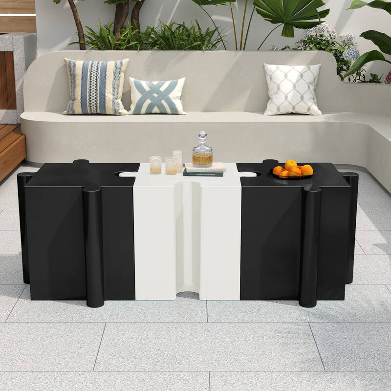Christopher Knight Home - Ami Puzzle Art Modern 3-Piece Modular Outdoor Side Table Set with Interlocking Design
