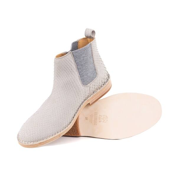 Shop Brunello Cucinelli Womens Grey Suede Python Scale Chelsea Boots Free Shipping Today Overstock 21655913
