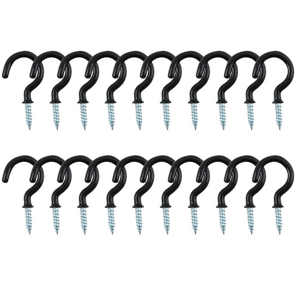 Screw in Vinyl coated Metal Wall mount Ceiling Hooks Set of 20