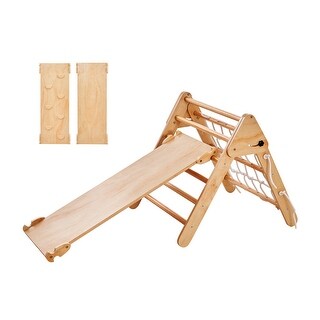 VEVOR Pikler Triangle Set Toddler Climbing Toys Indoor Playground, Large Size Wooden Climbing Gym for Toddlers 1-3 Years