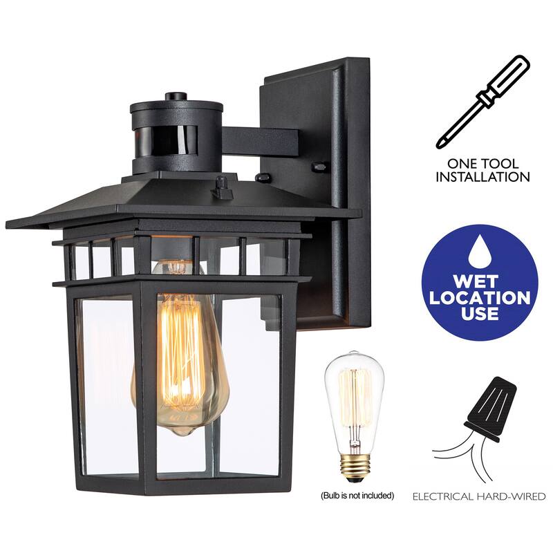 C Cattleya Matte Black Motion Sensor Dusk to Dawn Outdoor Wall Light Wall Sconce