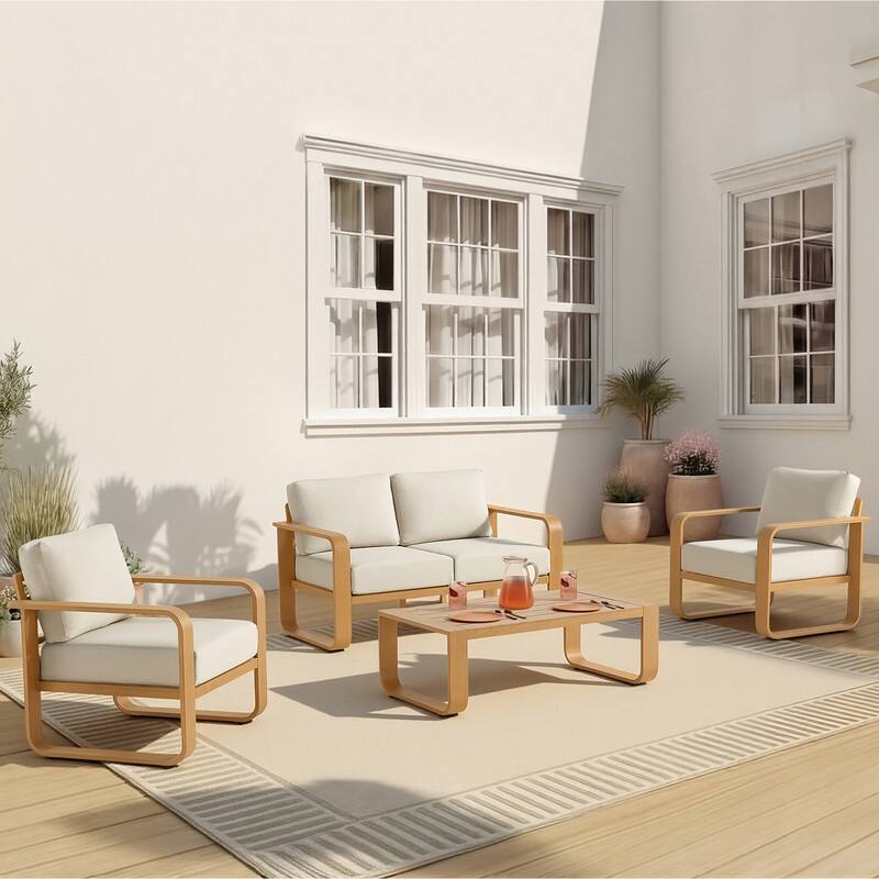 Spruce & Spring Outdoor Patio Furniture Set Aluminum Sofa Accent Chair