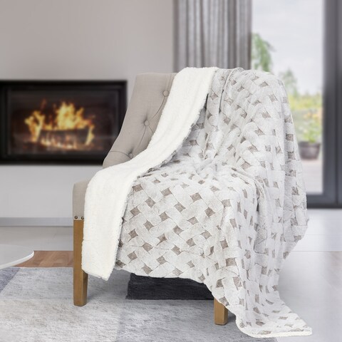 Premium Reversible Throw Blanket 60in x 48in (Taupe)
