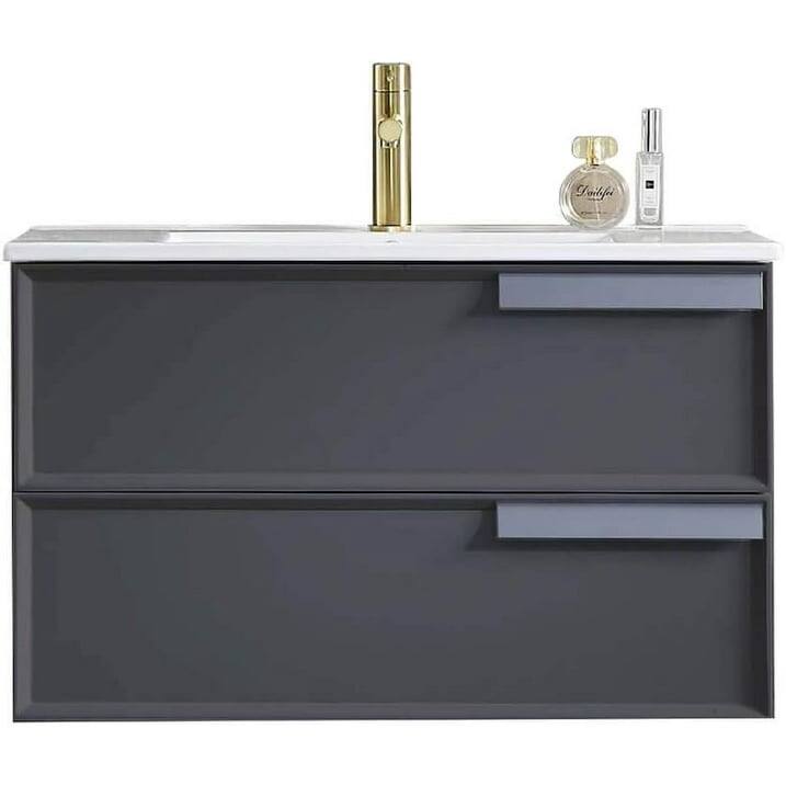 Blossom 30-Inch Bathroom Vanity with Ceramic Sink for Small Bathrooms - Matte Grey