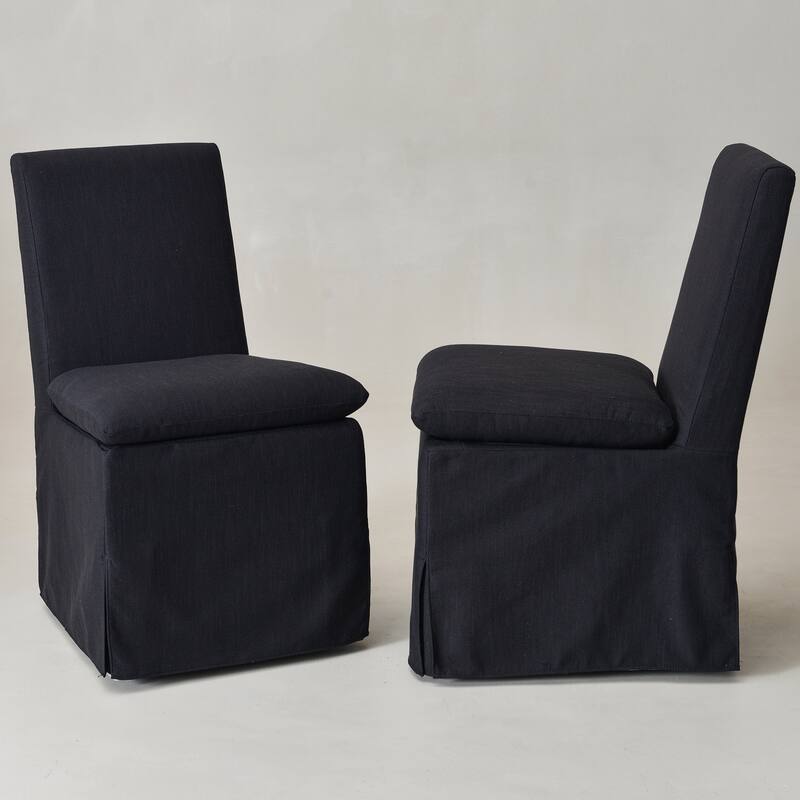 KINWELL Performance Fabric Slipcover Dining Chair Side Chair With Casters