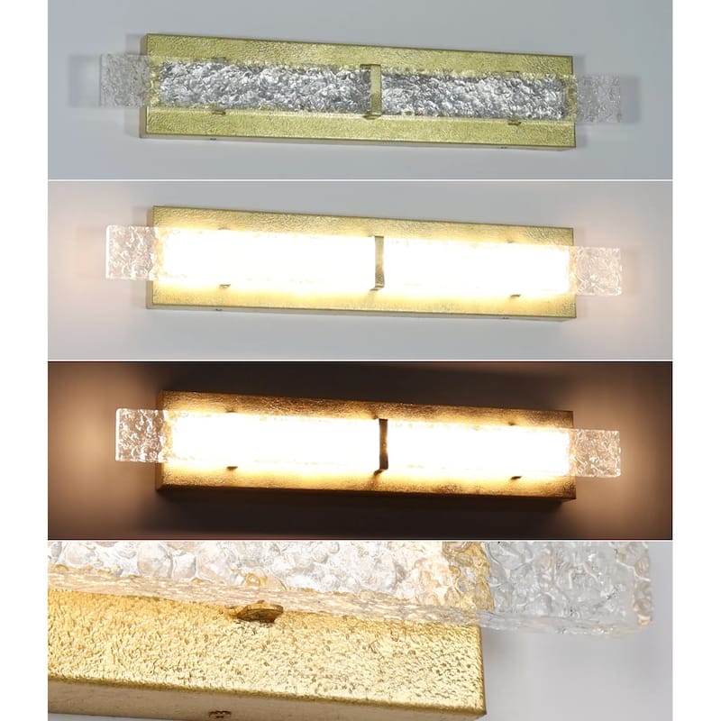 Modern Gold Leaf LED Wall Light Crystal Acrylic Sconce for Hallways - L24.2" x W4.3"