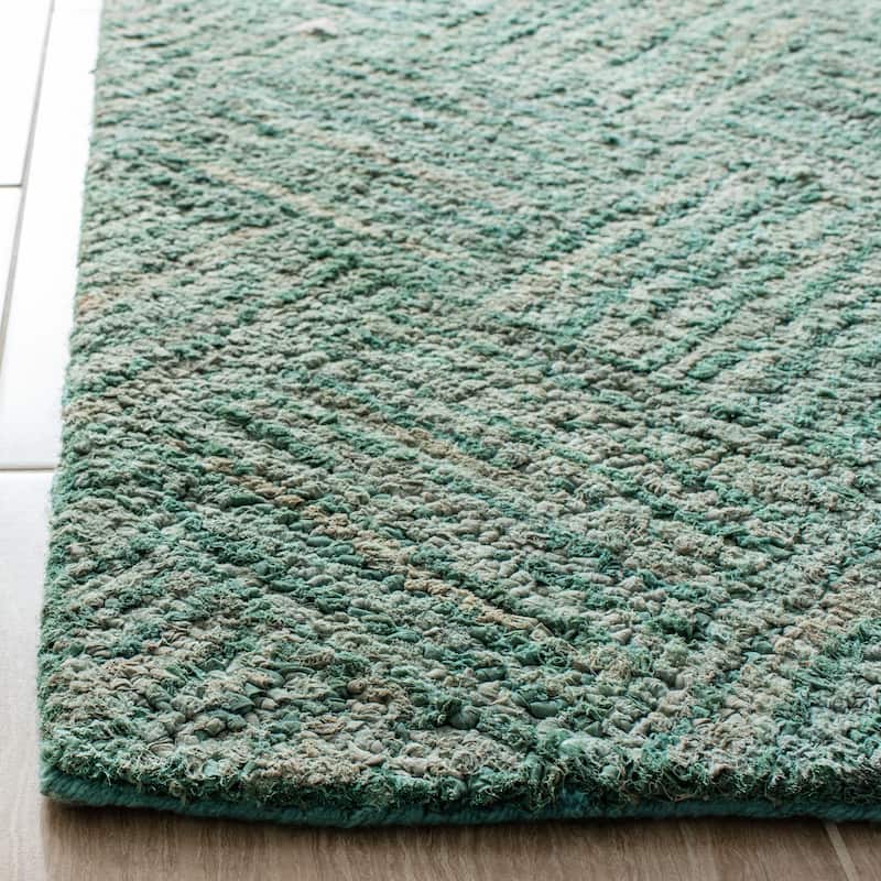 SAFAVIEH Handmade Nantucket Bimla Contemporary Cotton Rug - 2'3" x 5' - Green/Multi
