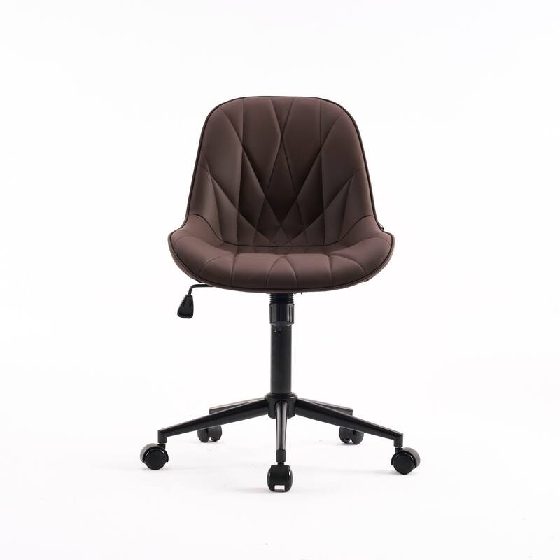 Armless Swivel Office Chair, Faux Leather Task Chairs with Wheels
