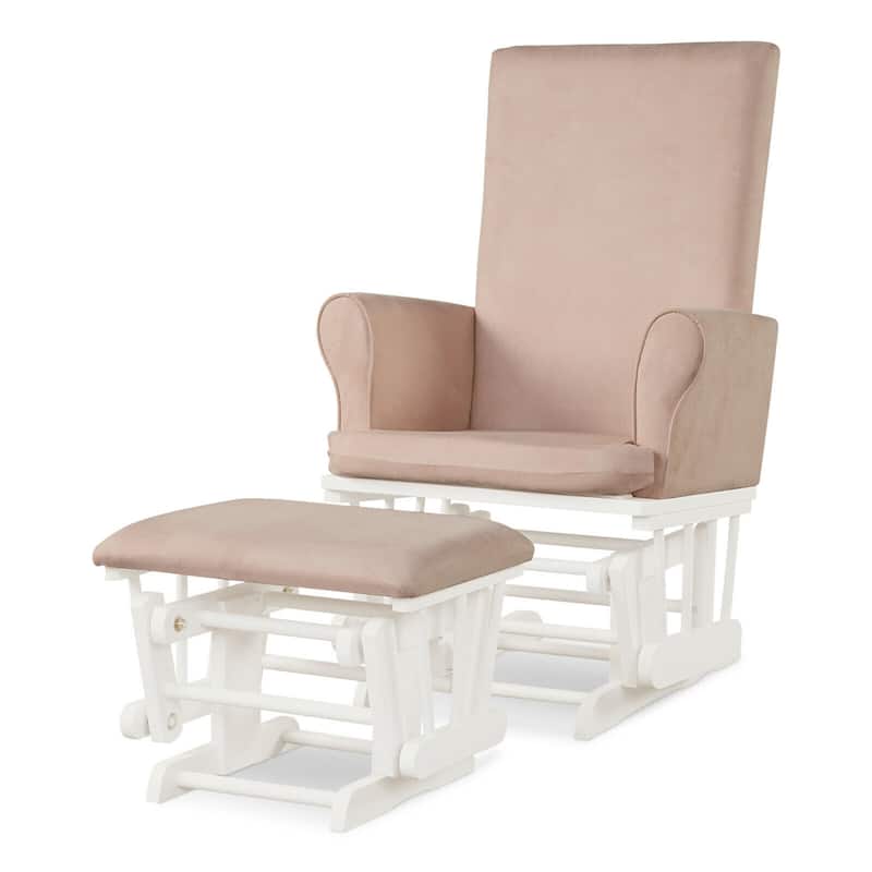 Gymax Glider and Ottoman Cushion Set Wooden Baby Nursery Rocking Chair - See Details