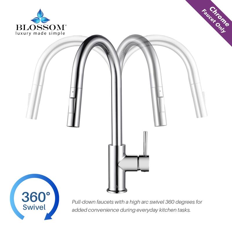 Blossom Solid Pull-Down Kitchen Faucet w/ 360 Swivel, Single Handle