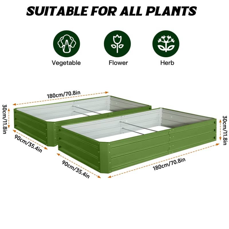 Metal Raised Garden Bed – Outdoor Planter Box Kit for Vegetables, Flowers, and Herbs (2 pack)