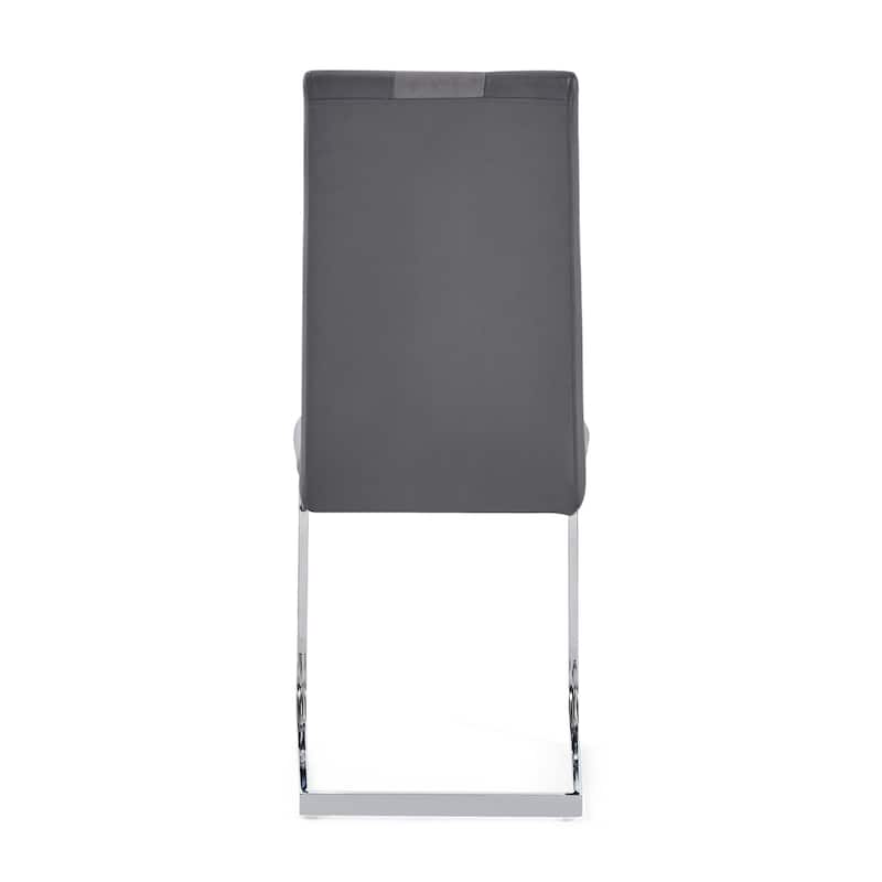 Dining Chairs Set of 4 with PU Fabric, Gray Upholstery, Metal Base, Comfortable Kitchen Seating - 16.54