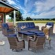 preview thumbnail 81 of 91, Outdoor Patio Furniture Set Brown Wicker Patio Conversation Seating Sets 11 Piece - Navy Blue