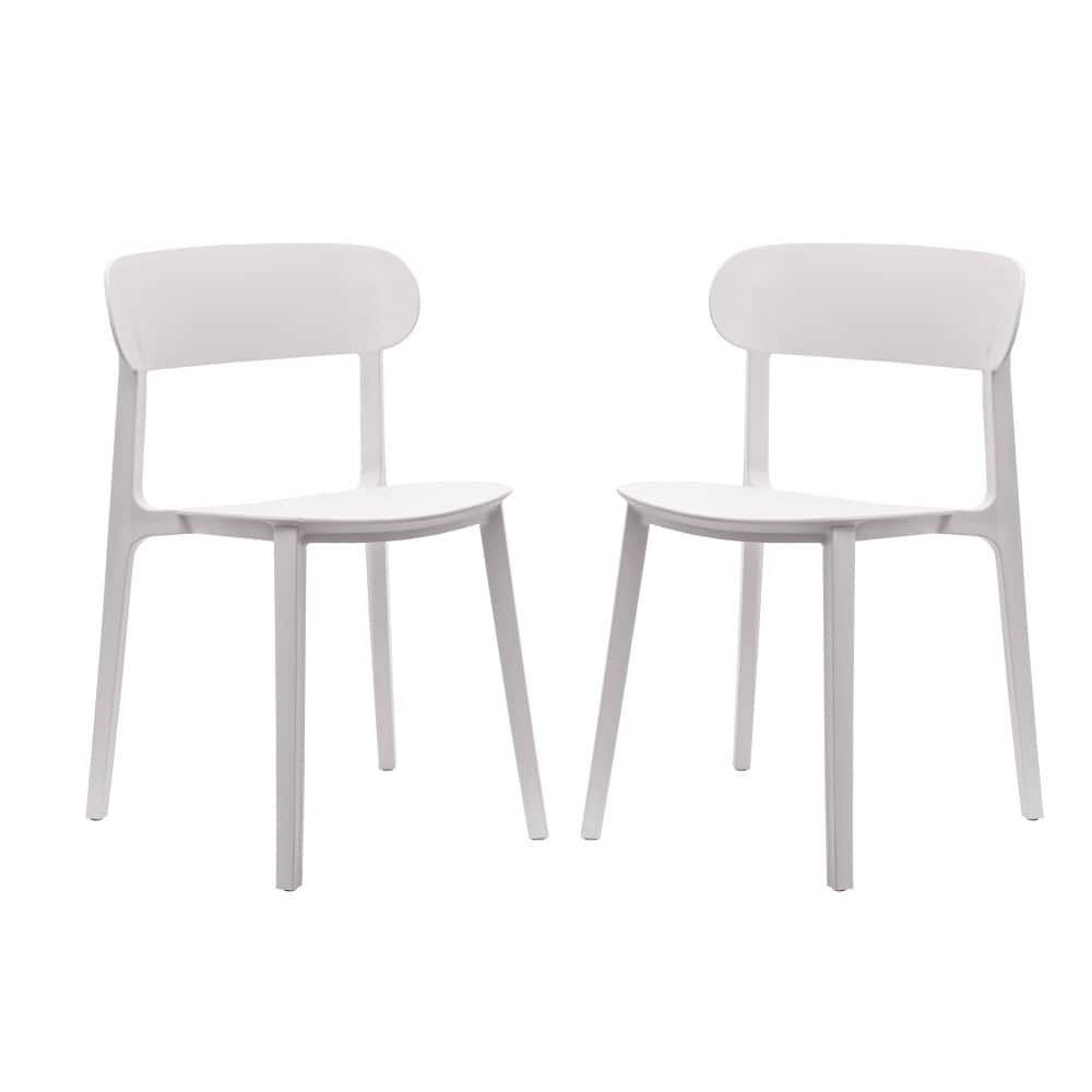 Commercial All-Weather Resin Stack Chair with Contoured Backrest-Set of 2 - 19"W x 19.5"D x 31"H