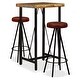 vidaXL Bar Set 3 Pieces Solid Reclaimed Wood and Genuine Leather - Thumbnail 0