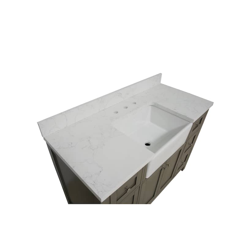 KitchenBathCollection Yorkshire 48" Farmhouse Bathroom Vanity with Engineered Marble Top