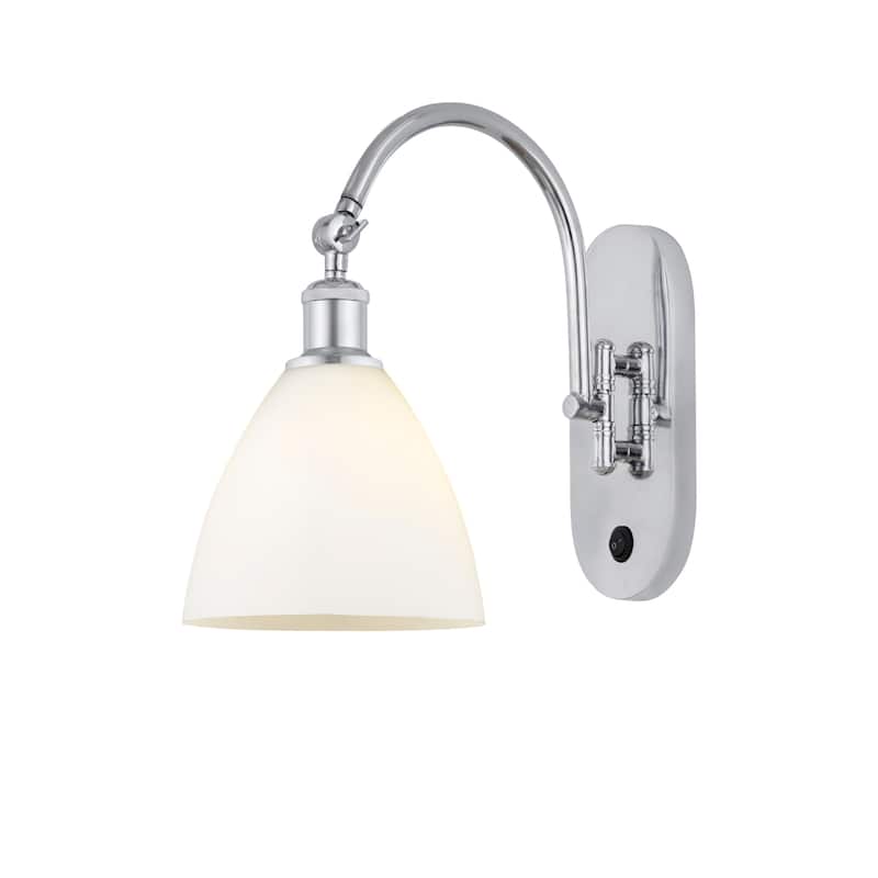 Innovations Lighting Ballston Bristol Glass - 1 Light 8" Sconce - Arm Swivels Side To Side - Polished Chrome/Matte White