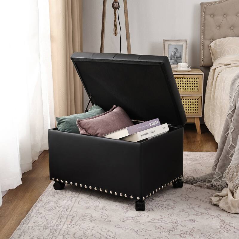 Adeco High End Classy Tufted Storage Ottoman Bench Footstool