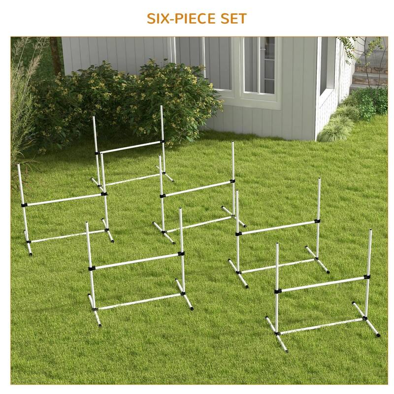 6PCS Dog Agility Set with Adjustable Height Jump Bars, Carry Bag