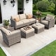 preview thumbnail 41 of 82, OVIOS 5-Piece Outdoor Wicker Patio Conversation Set Beige