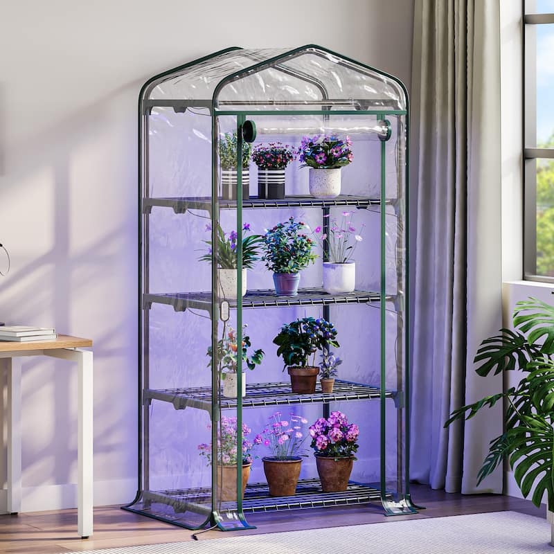 Moasis Growing Rack, Mini Greenhouse with Lights