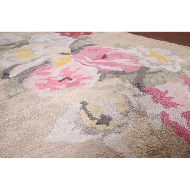 Handmade Abstract Indian Area Rug Oriental Wool & Silk Carpet - 5'4"x 8'3"