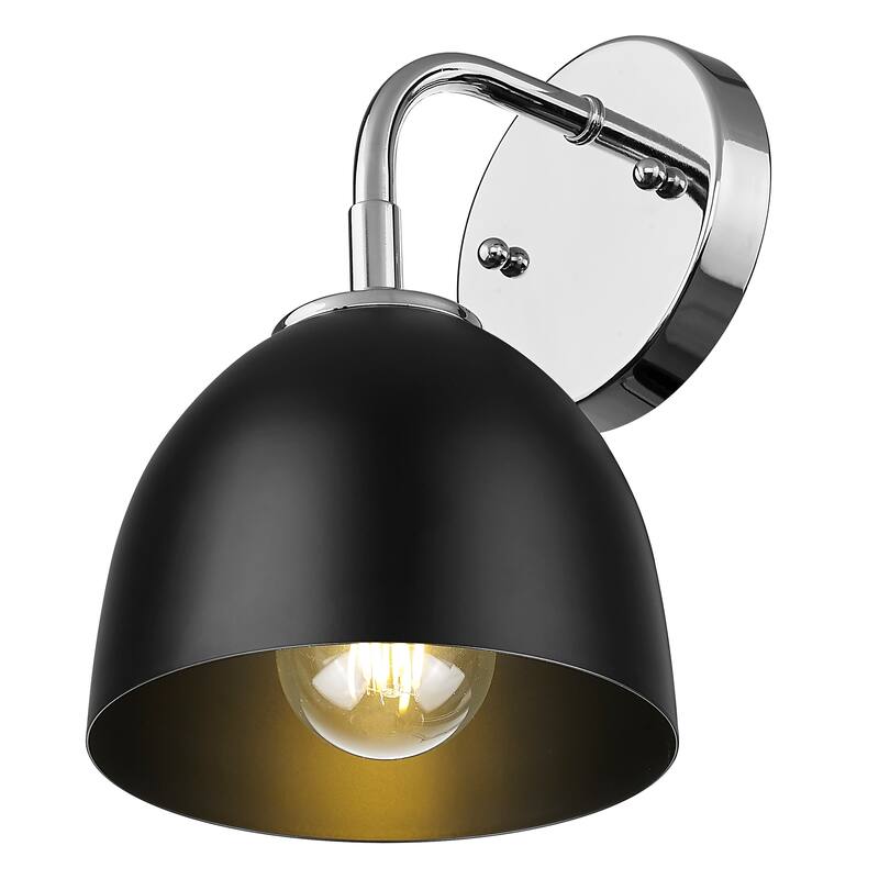 Yep by Golden Lighting Zoey 1-light Wall Sconce in Chrome and Matte Black shade