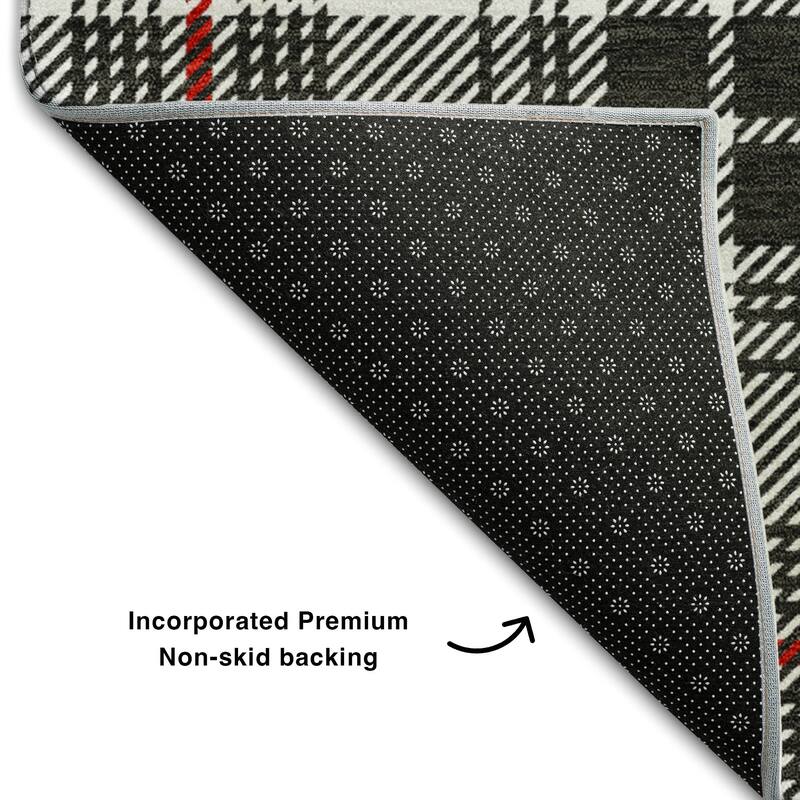 Premium Washable Super Soft Farmhouse Plaid Mayfield Rug