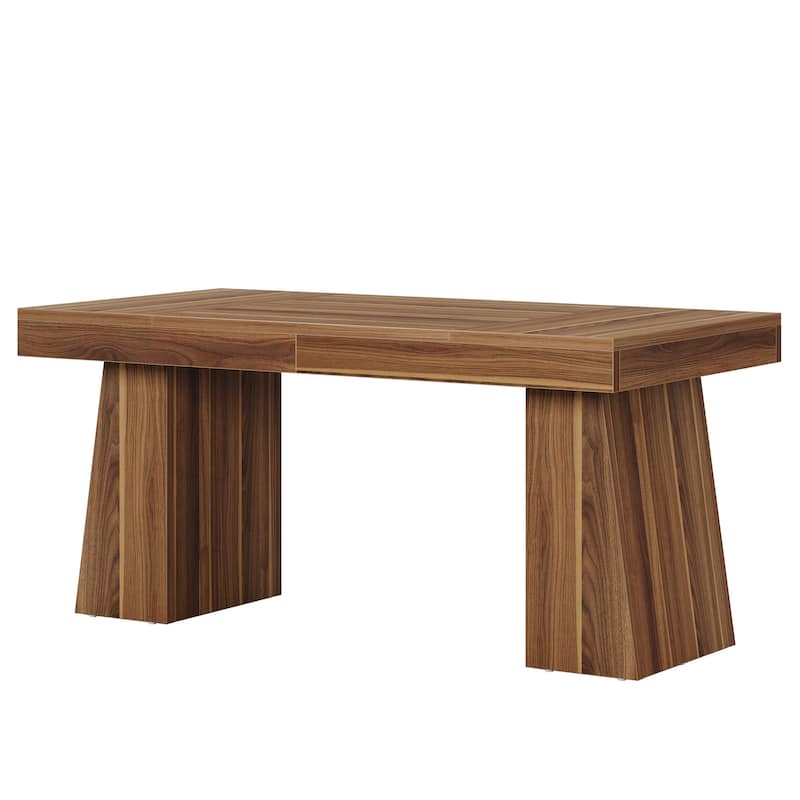 63" Modern Executive Desk, Large Computer Workstation with Sturdy Double Pedestal Base, Elegant Study & Writing Table