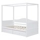 preview thumbnail 4 of 16, Pine Wood Twin Size Canopy Day Bed Frame with 2 Drawers and Built-in Backrest, Modern Platform Bed Frame for Kids, Teens