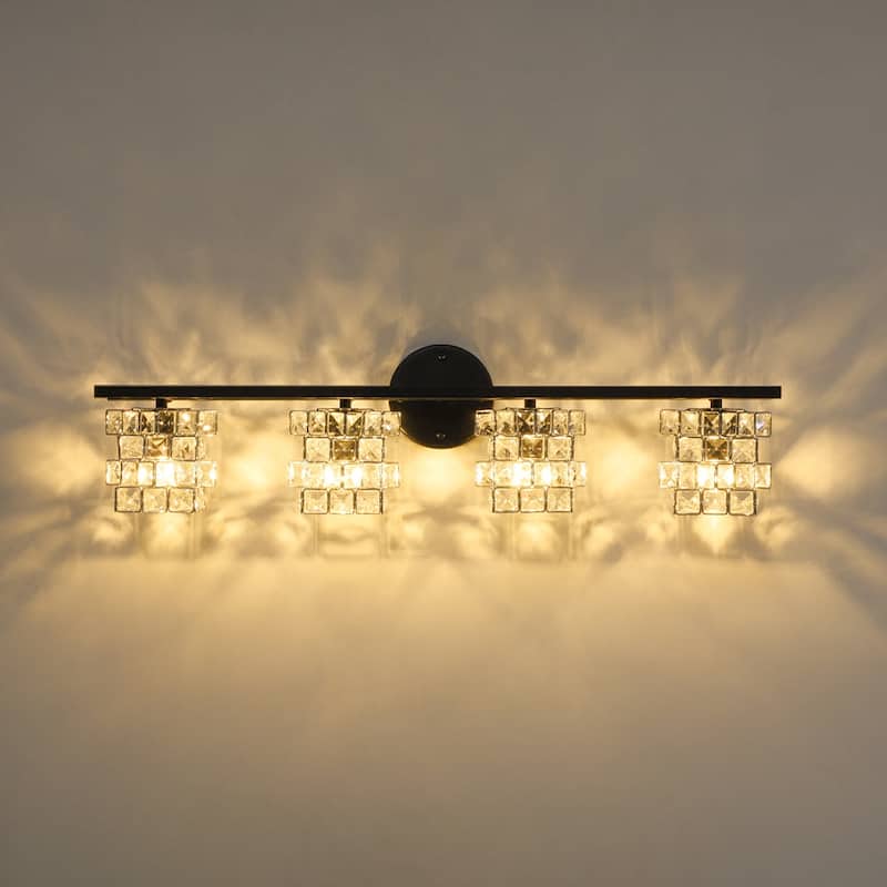 Mosaic Crystal Cube Shade Linear Bathroom Vanity Light