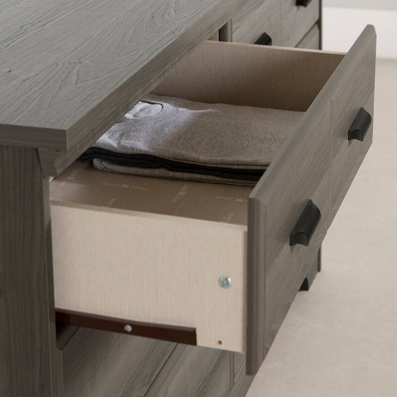 6-Drawer Double Dresser - Versa Collection - Gray Finish - Bedroom Storage Organizer
