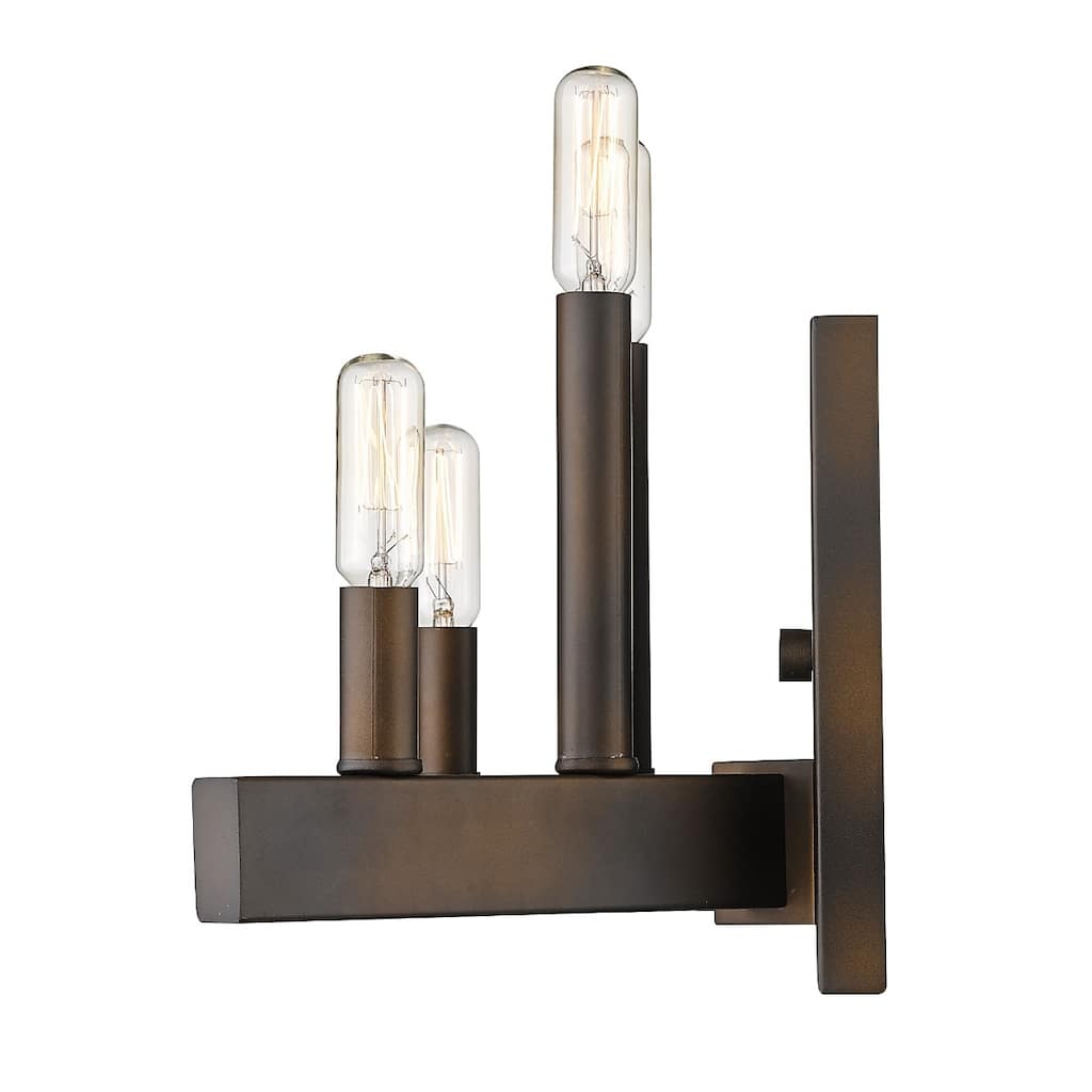Bronze Metal Wall Sconce Flush Mount, 4 Light Dimmable - 7.38” x 13.25” x 8” (D x W x H)