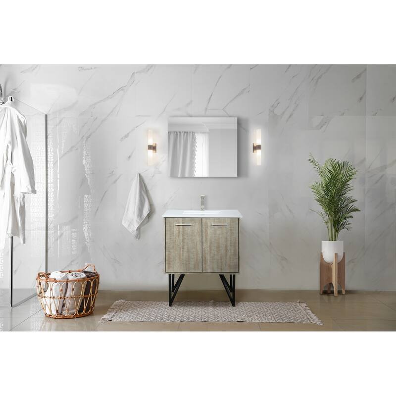Lancy Rustic Acacia Bath Vanity, Cultured Marble Top and Mirror