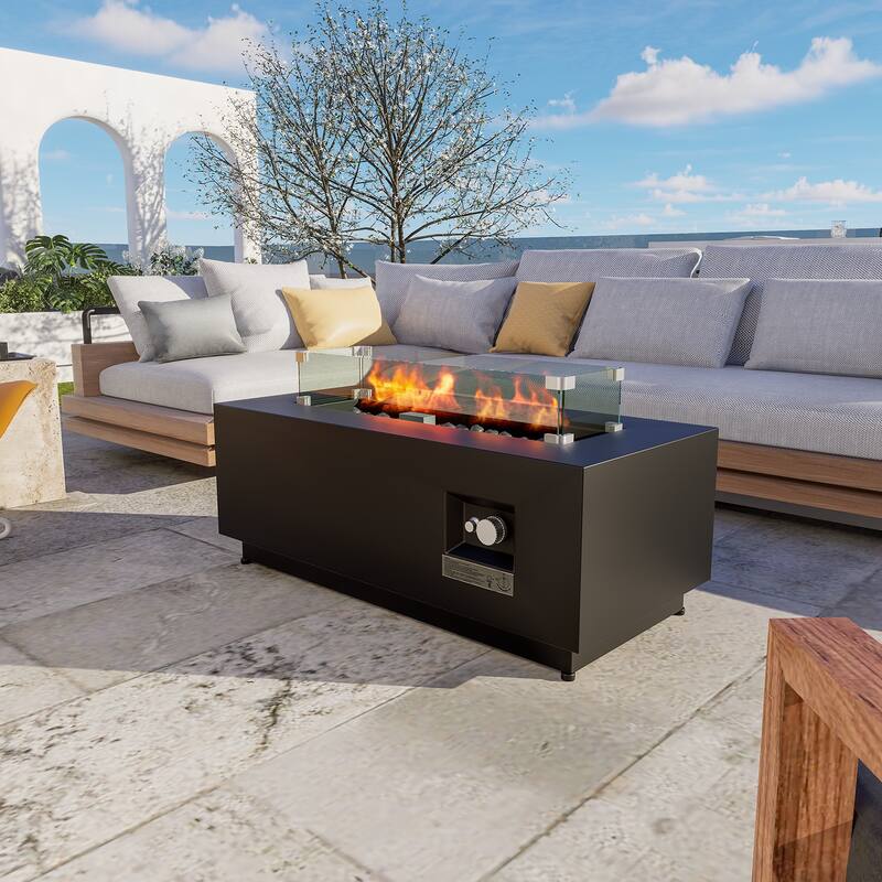 LSI 42" Steel Propane/Natural Gas Fire Pit - Black